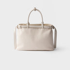 Prada Buckle medium cotton canvas and leather bag