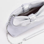 Dior Or Small Dior Bow Bag Silver-Tone Laminated Lambskin
