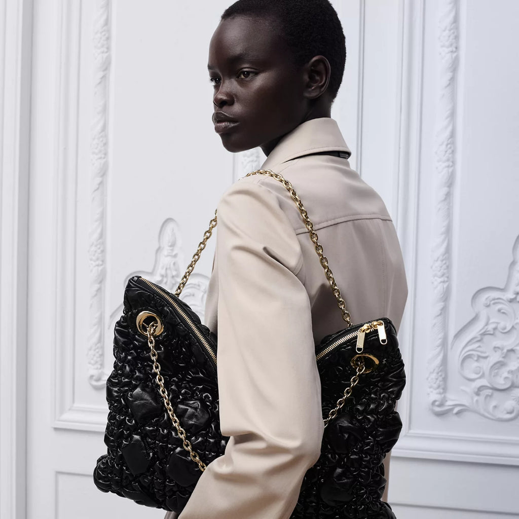 Medium Dior Crunchy Bag Black Puffy Macrocannage Calfskin