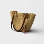 Medium crochet and leather tote bag