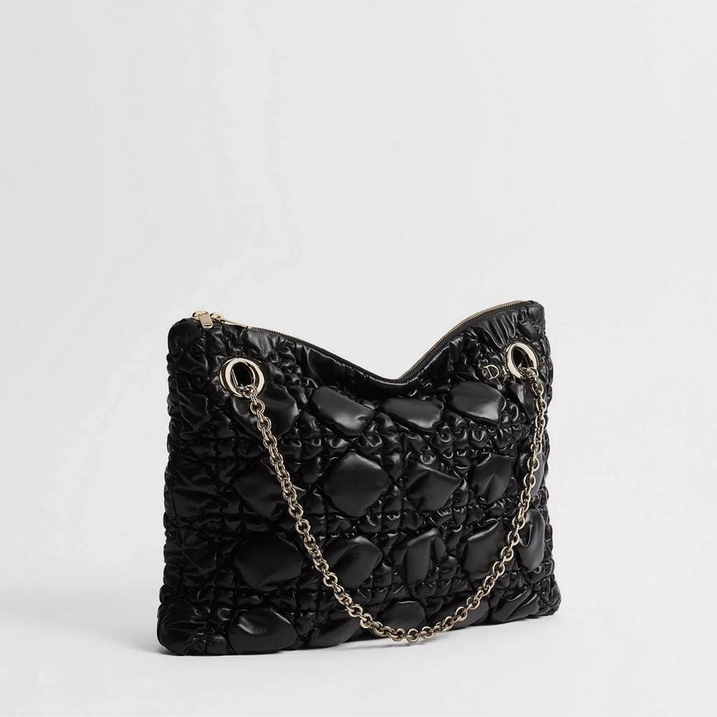 Medium Dior Crunchy Bag Black Puffy Macrocannage Calfskin