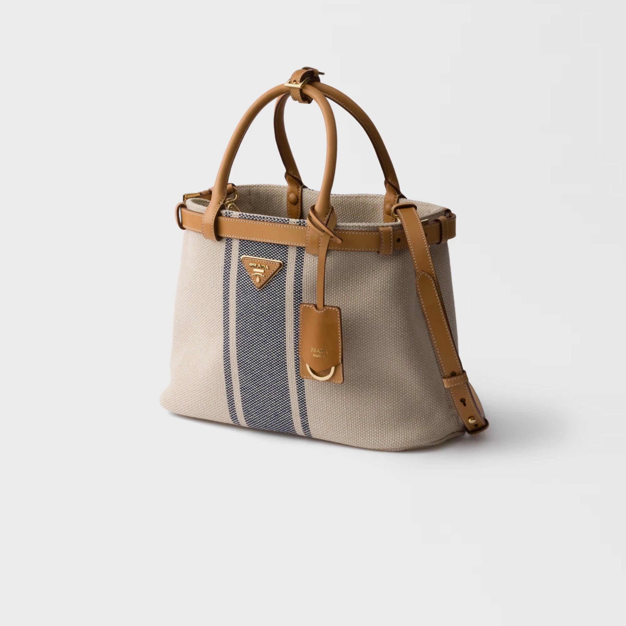 Prada Buckle small canvas and leather bag