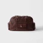 Large washed leather top-handle bag