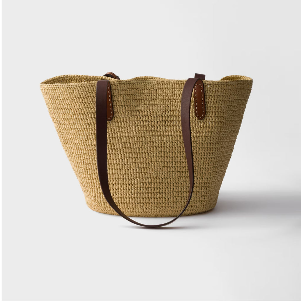 Medium crochet and leather tote bag
