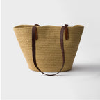 Medium crochet and leather tote bag