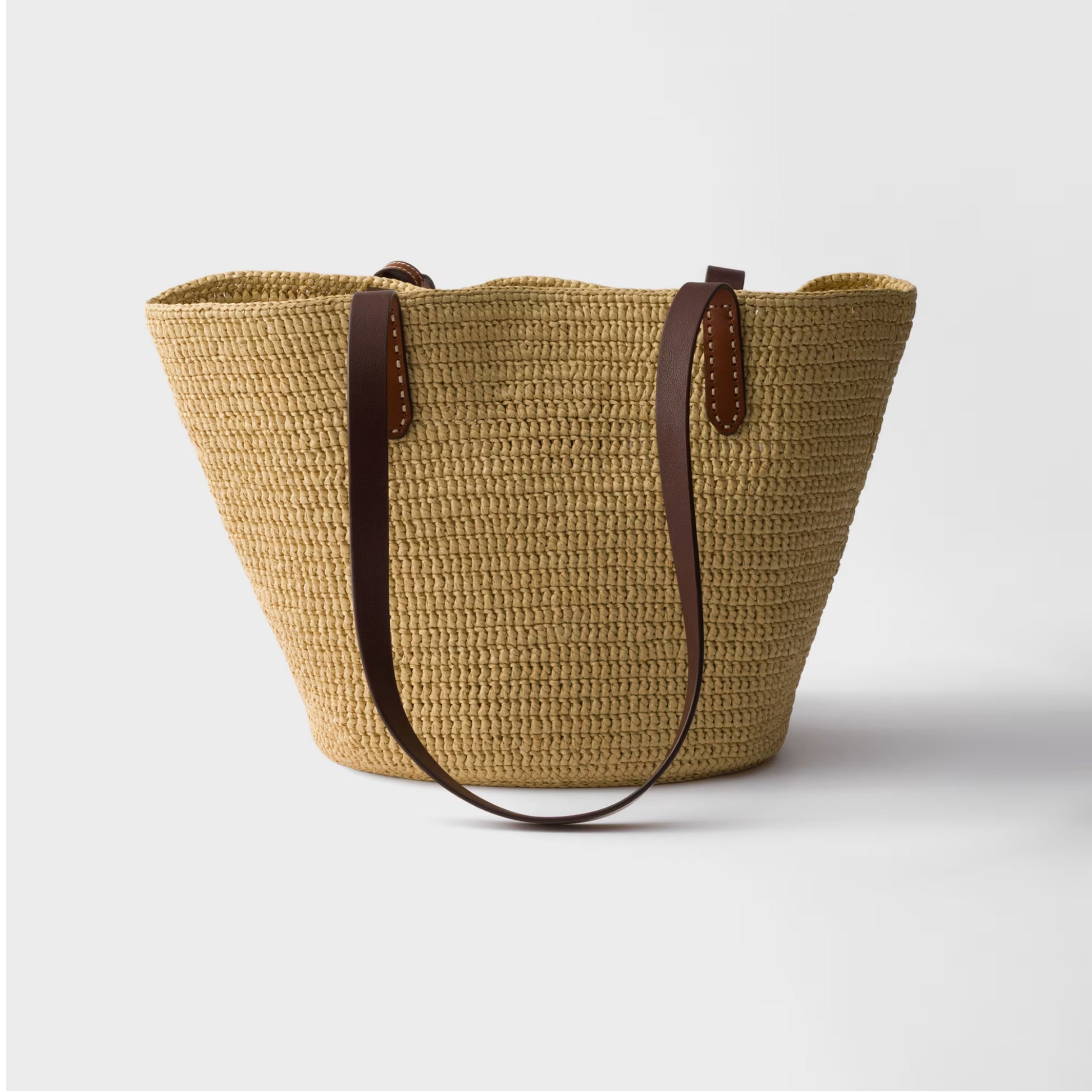 Medium crochet and leather tote bag