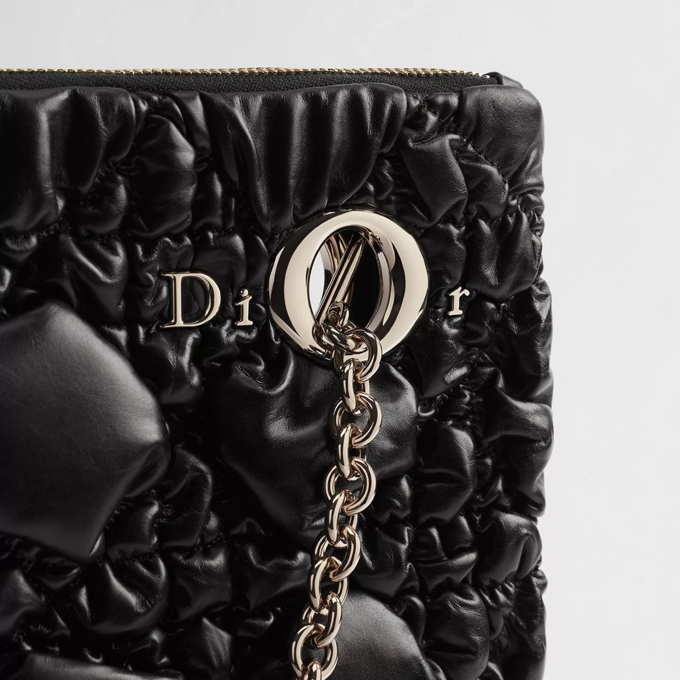 Medium Dior Crunchy Bag Black Puffy Macrocannage Calfskin