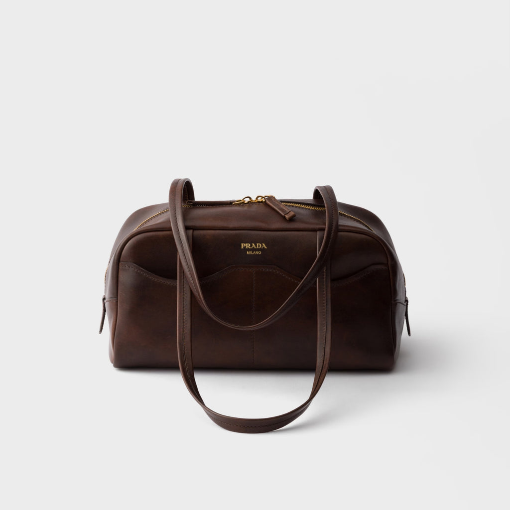 Prada Carry large antiqued leather top-handle bag