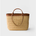 Medium crochet and leather tote bag