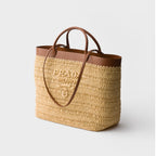 Medium crochet and leather tote bag