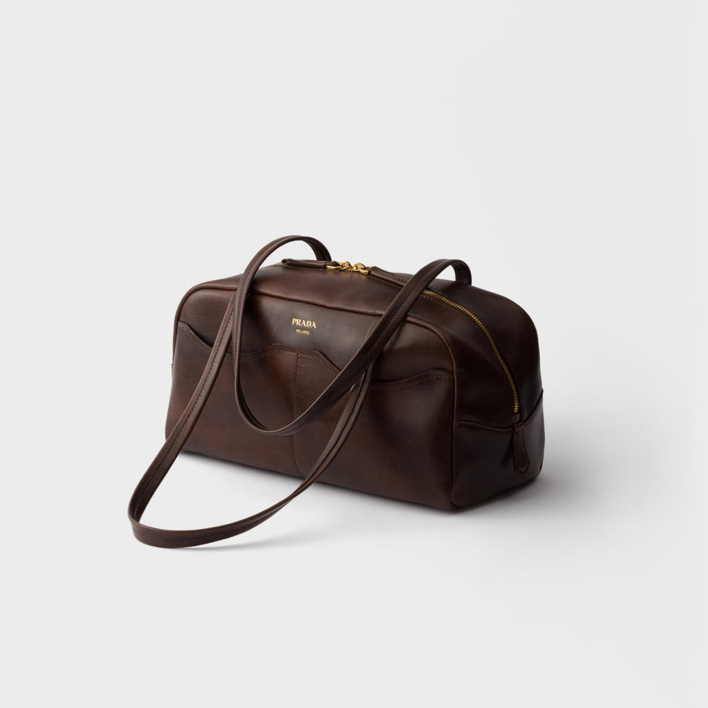 Prada Carry large antiqued leather top-handle bag