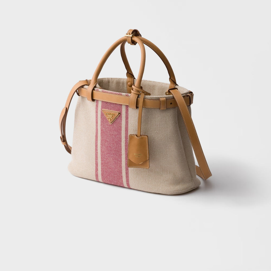 Prada Buckle small canvas and leather bag