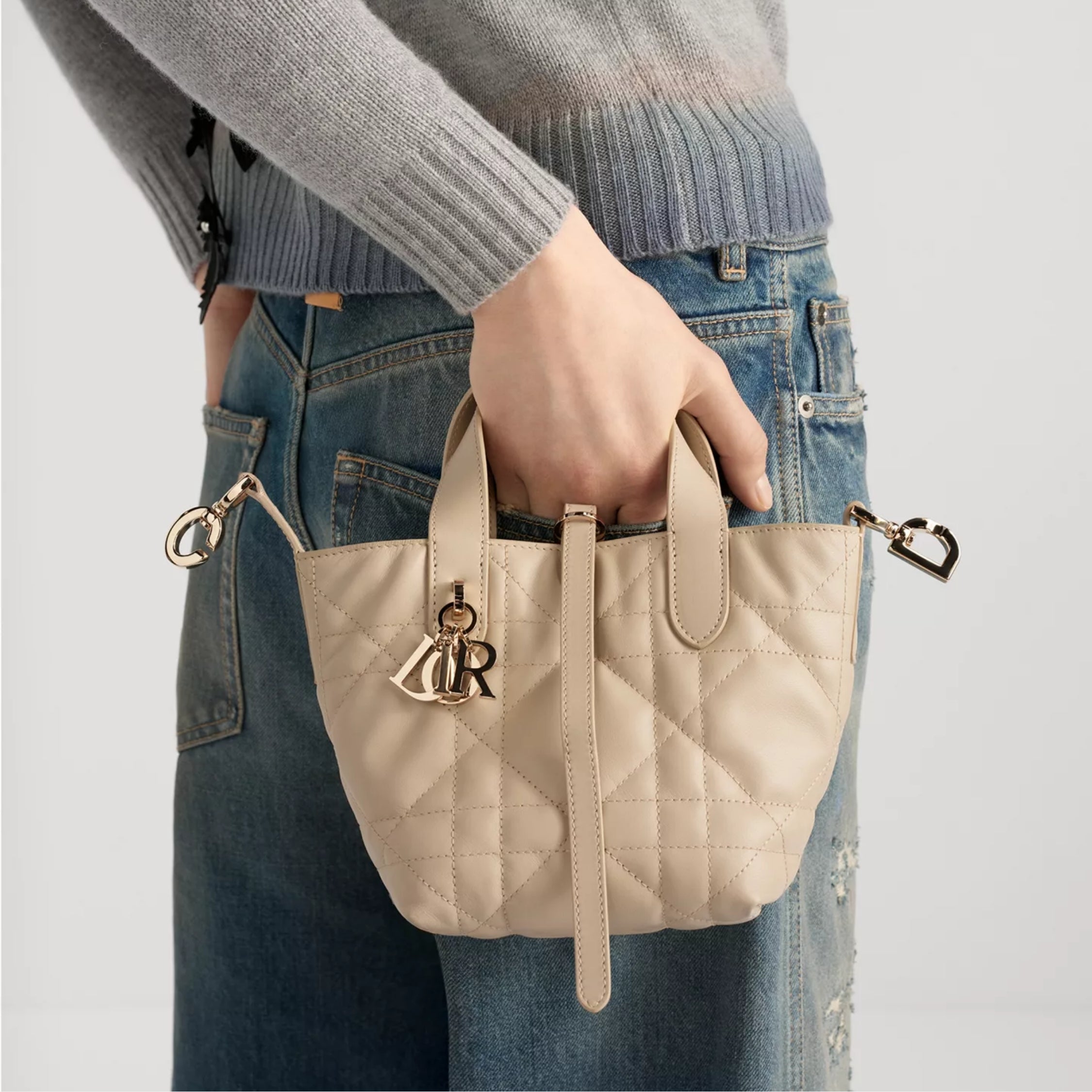 Powder Beige Macrocannage Calfskin