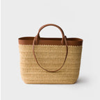 Medium crochet and leather tote bag