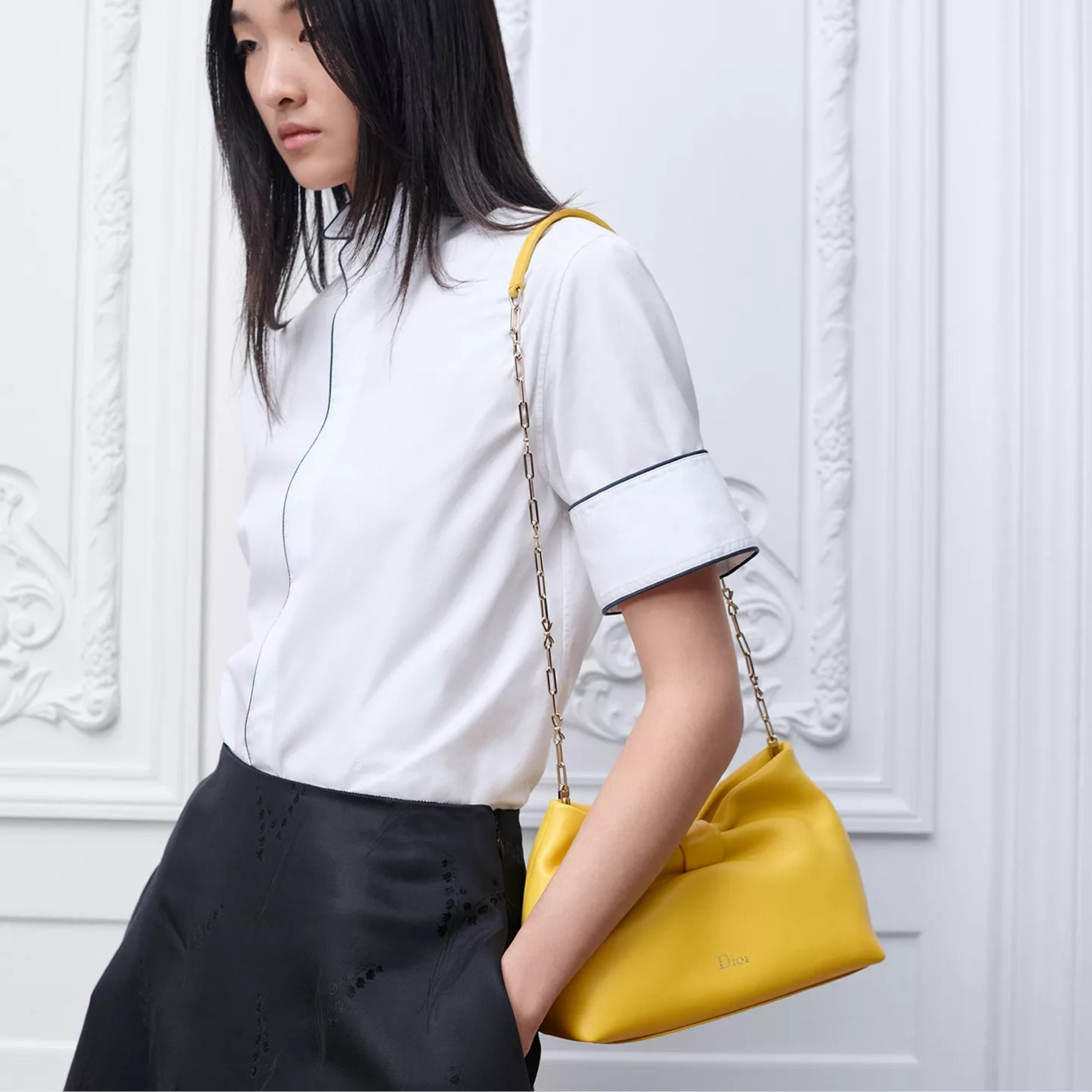 Small Dior Bow Bag Buttercup Lambskin