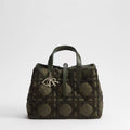 Medium Dior Toujours Bag Khaki Multicolor Cannage Tweed Embroidered with Sequins