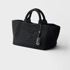 Large crochet tote bag with leather details