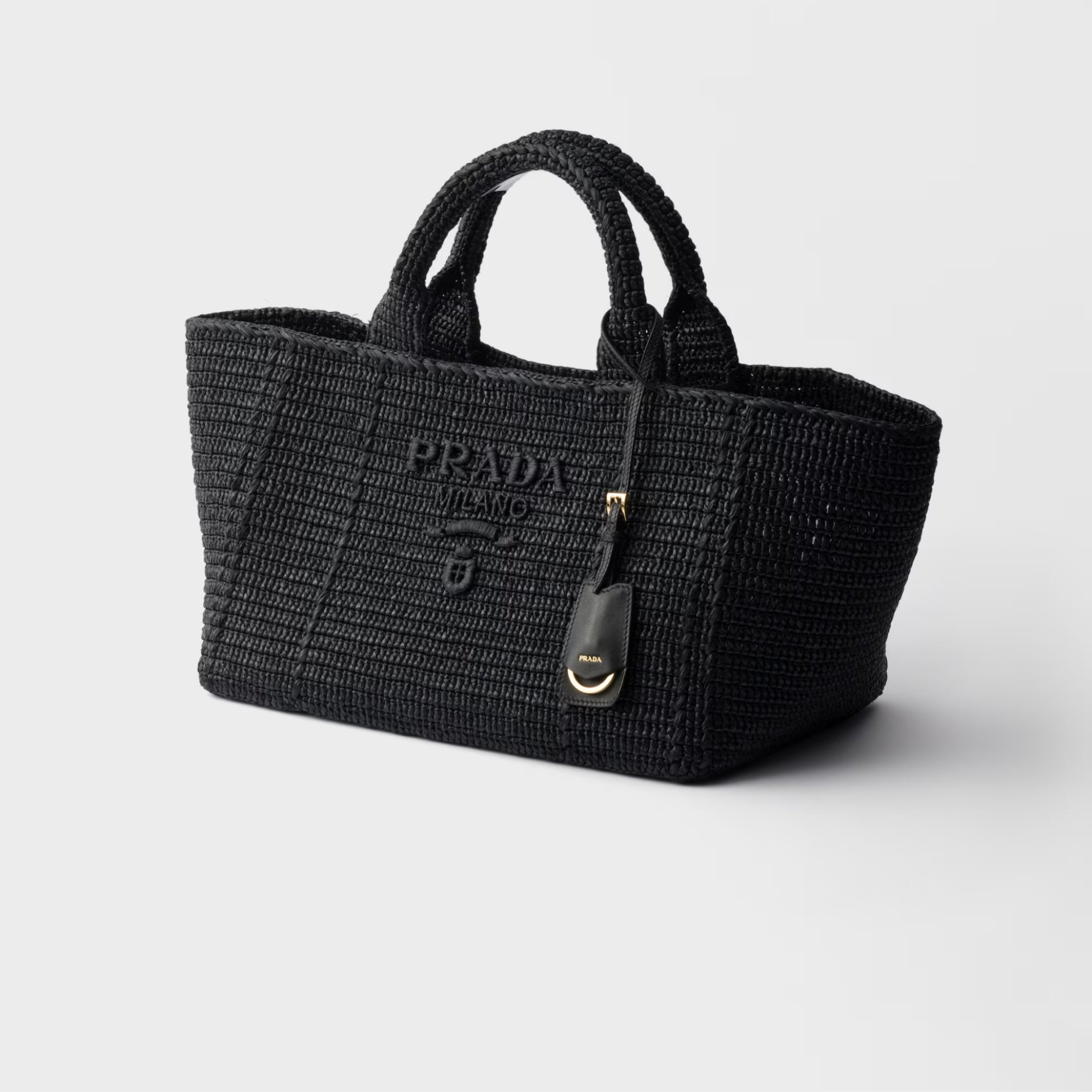 Large crochet tote bag with leather details