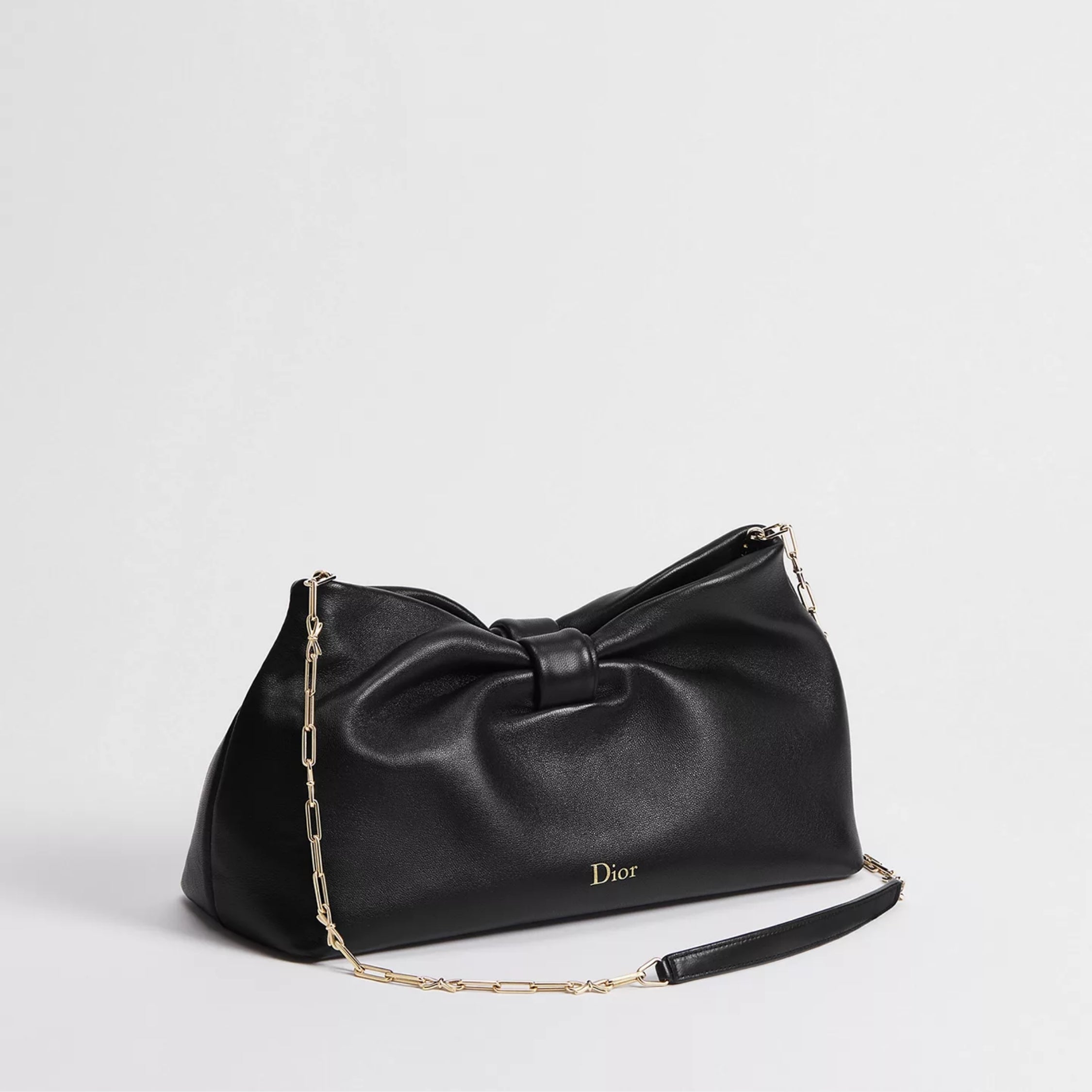 Medium Dior Bow Bag Black Lambskin