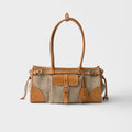 Prada Bonnie medium linen and leather handbag