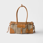 Prada Bonnie medium linen and leather handbag