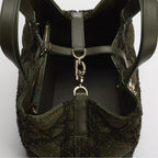 Medium Dior Toujours Bag Khaki Multicolor Cannage Tweed Embroidered with Sequins