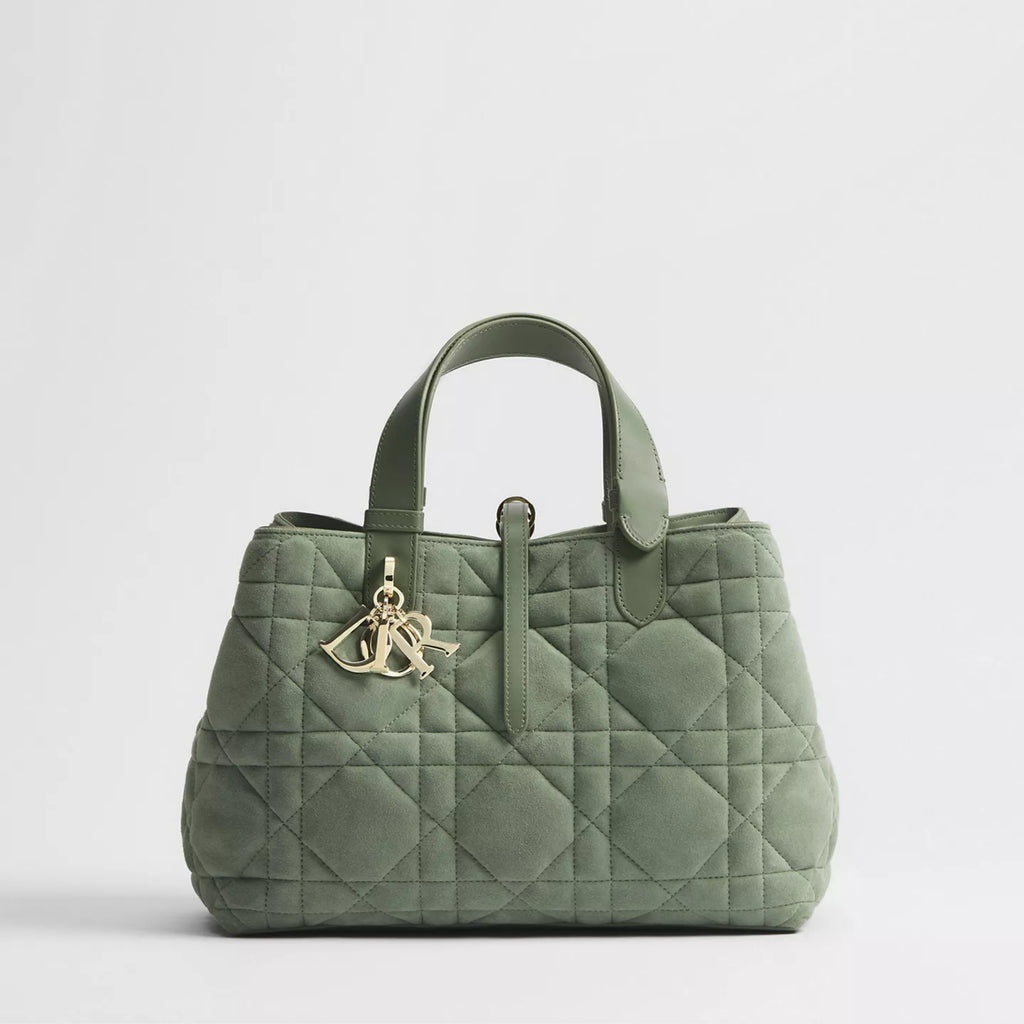 Medium Dior Toujours Bag Cedar Green Macrocannage Suede Goatskin
