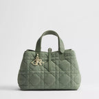 Medium Dior Toujours Bag Cedar Green Macrocannage Suede Goatskin