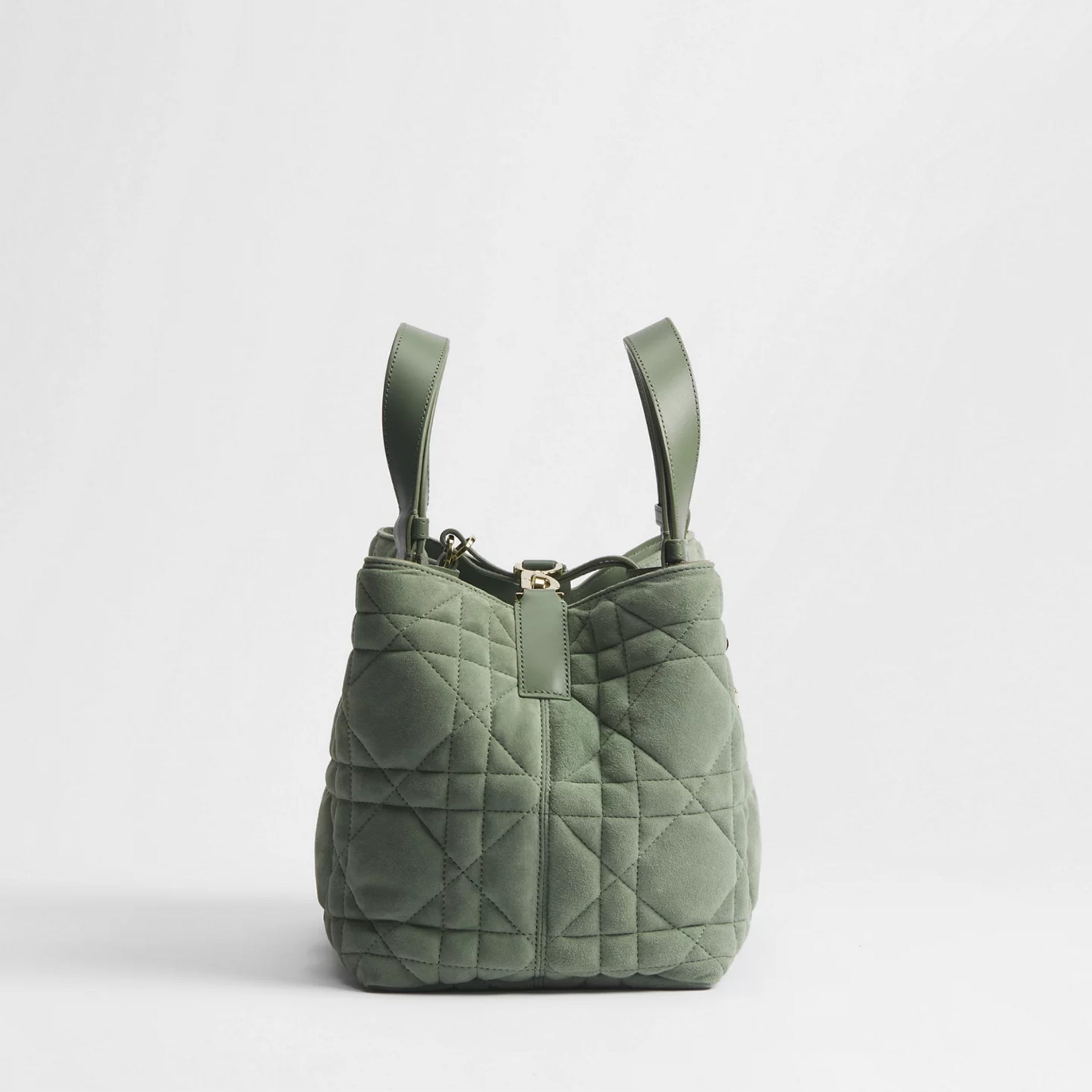 Medium Dior Toujours Bag Cedar Green Macrocannage Suede Goatskin