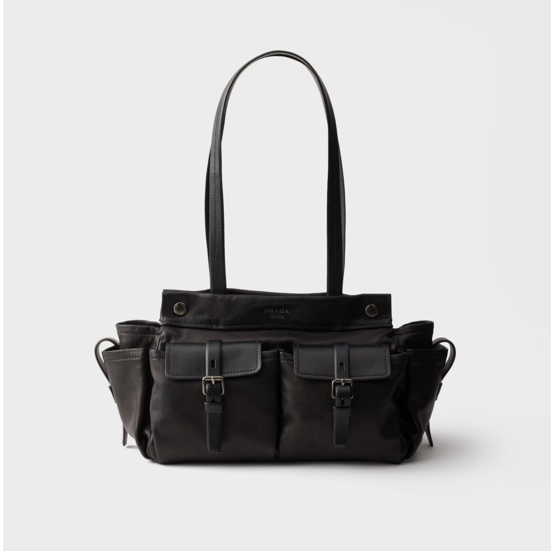 Prada Route medium leather tote bag