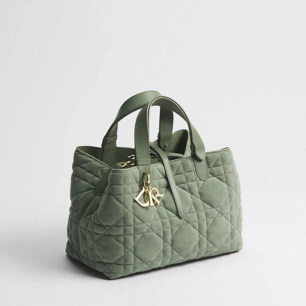 Medium Dior Toujours Bag Cedar Green Macrocannage Suede Goatskin