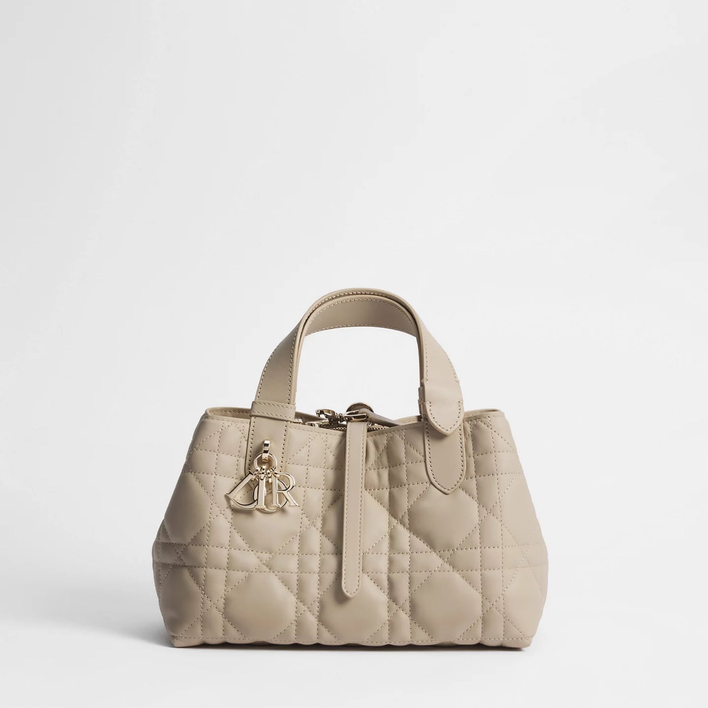 Small Dior Toujours Bag Powder Beige Macrocannage Calfskin