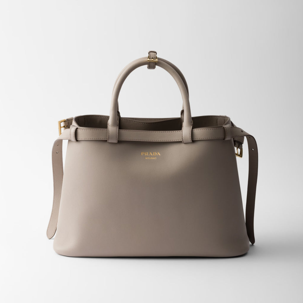 Prada Buckle medium leather handbag with double belt