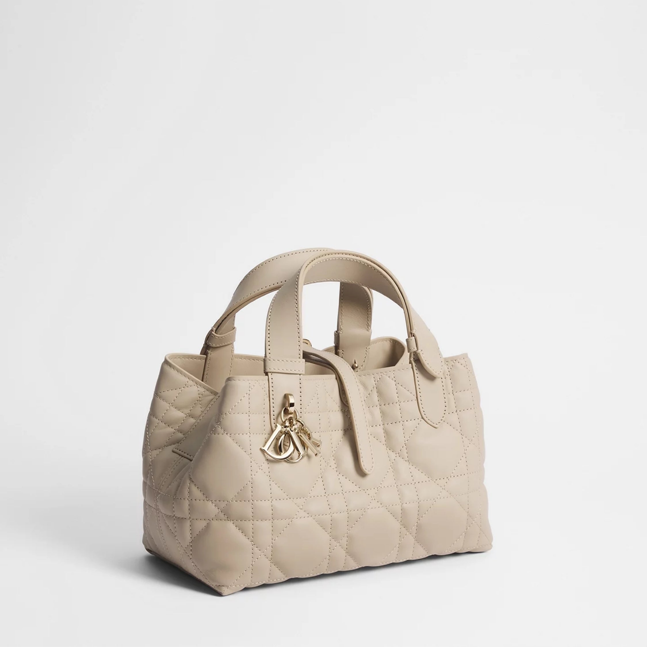 Small Dior Toujours Bag Powder Beige Macrocannage Calfskin