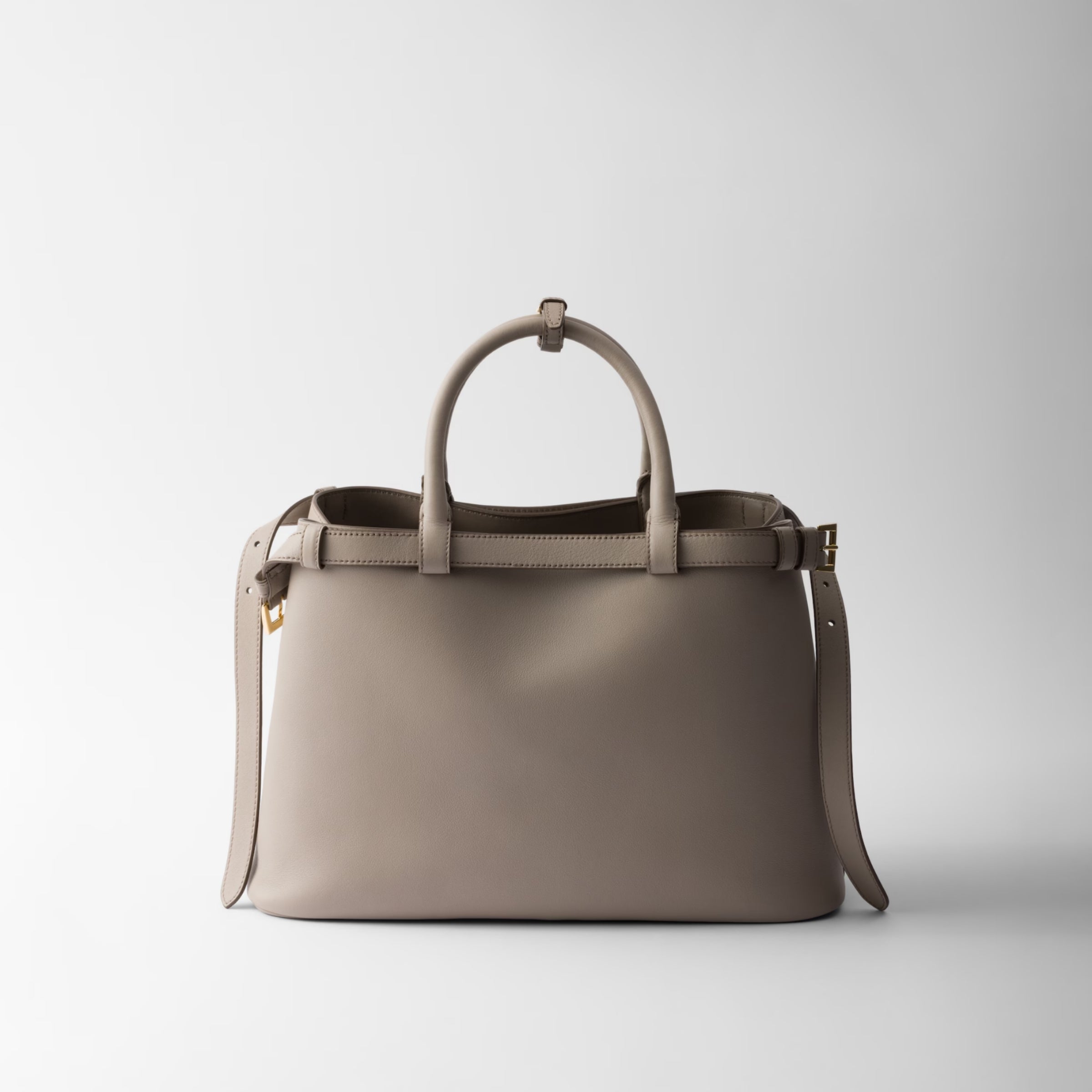 Prada Buckle medium leather handbag with double belt