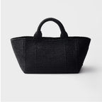 Large crochet tote bag with leather details