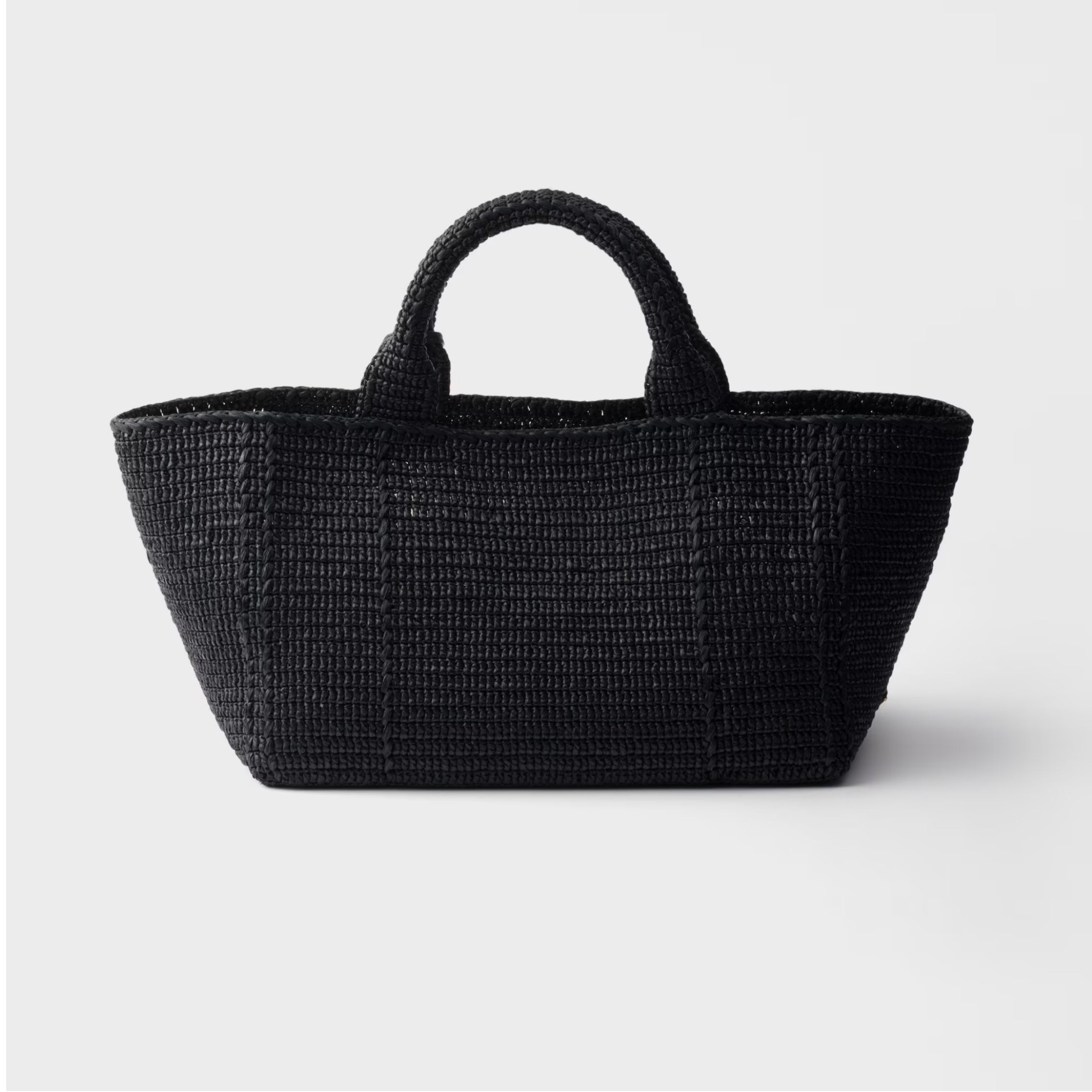 Large crochet tote bag with leather details