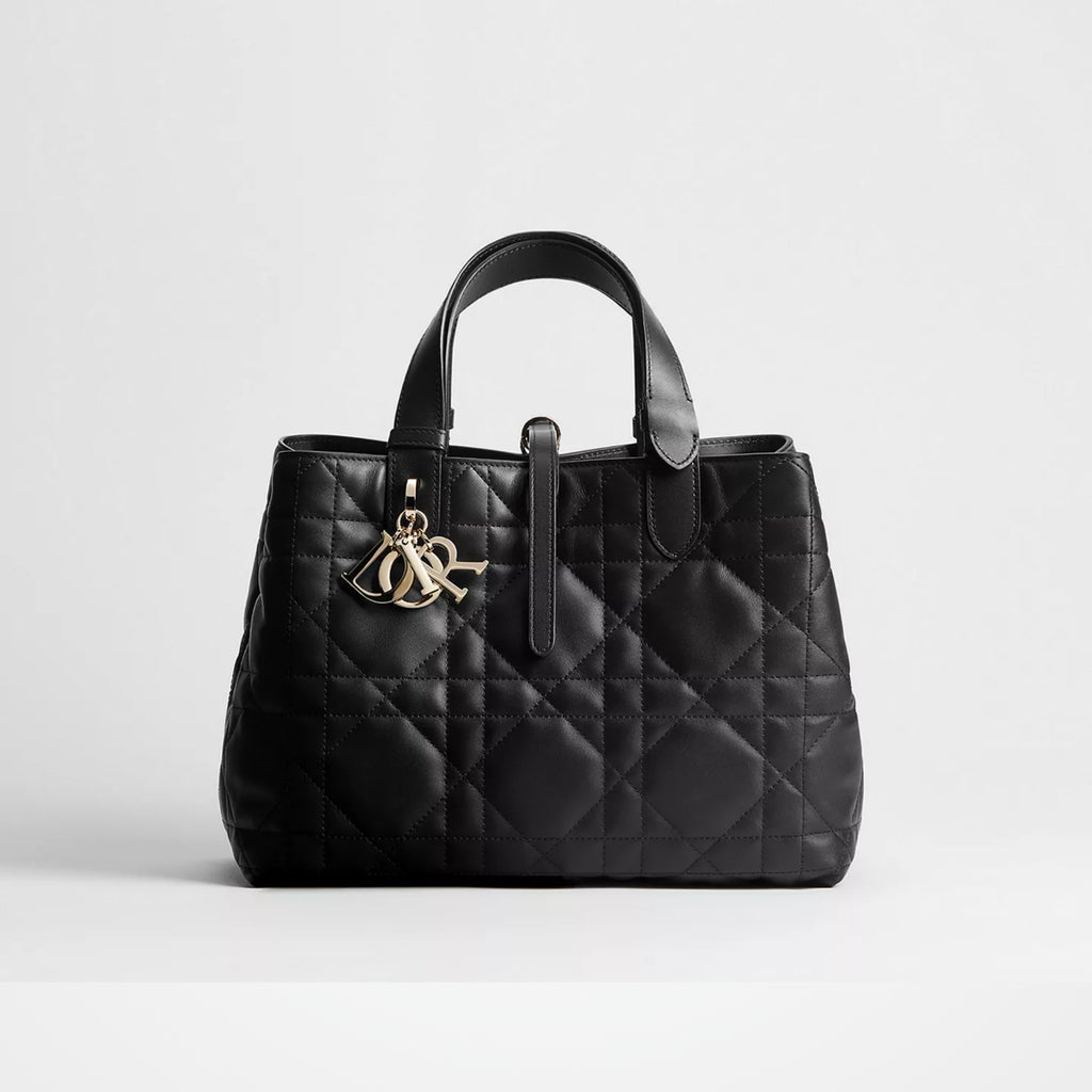 Medium Dior Toujours Bag Black Macrocannage Calfskin