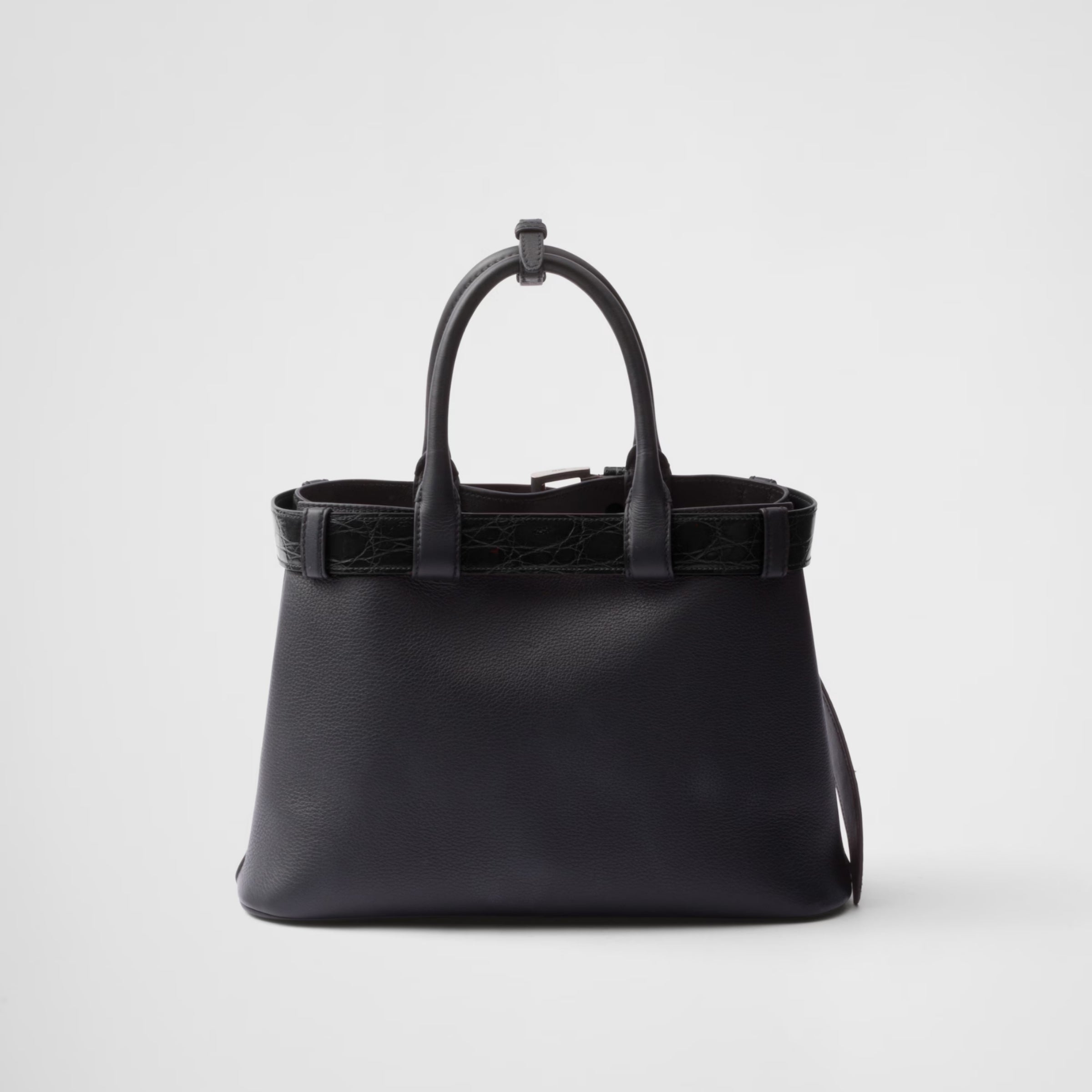 Prada Buckle medium leather and crocodile handbag
