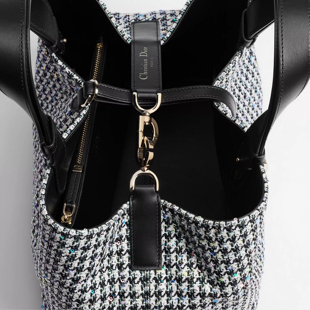 Medium Dior Toujours Bag Multicolor Houndstooth Embroidery with Sequins
