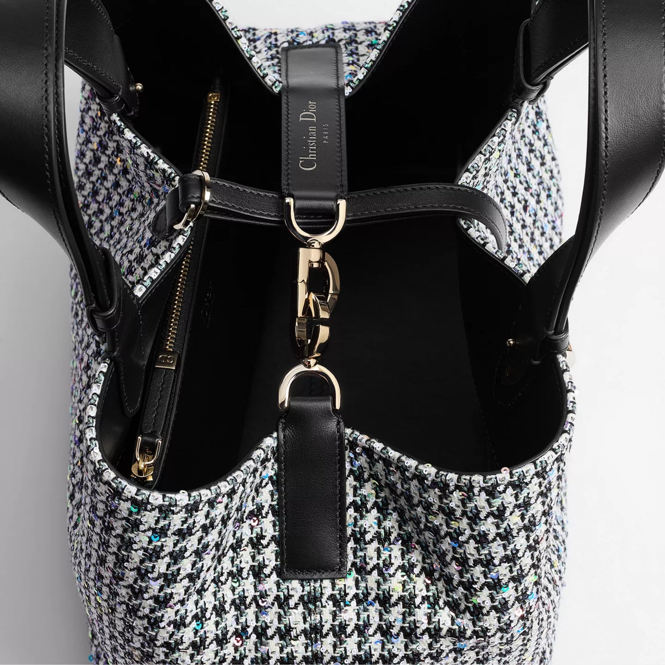 Medium Dior Toujours Bag Multicolor Houndstooth Embroidery with Sequins