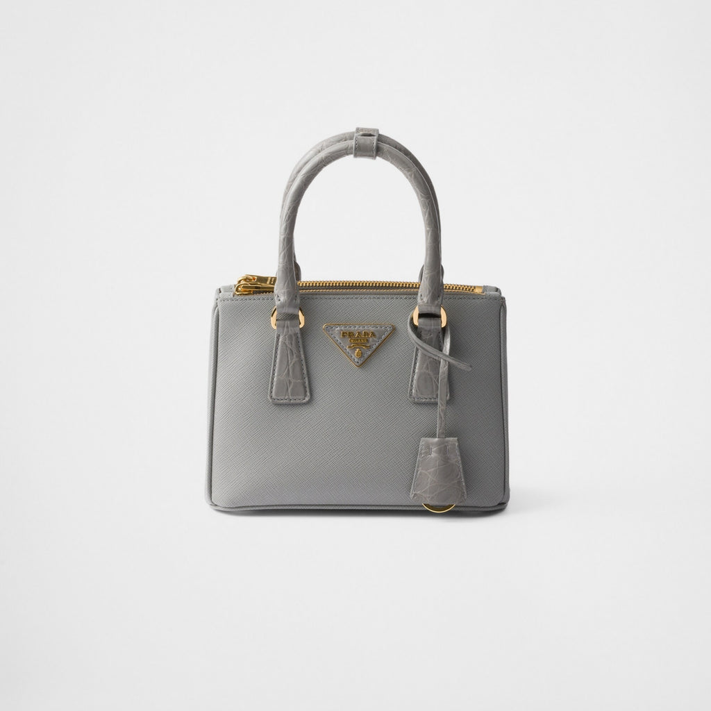 Prada Galleria mini Saffiano leather and crocodile bag