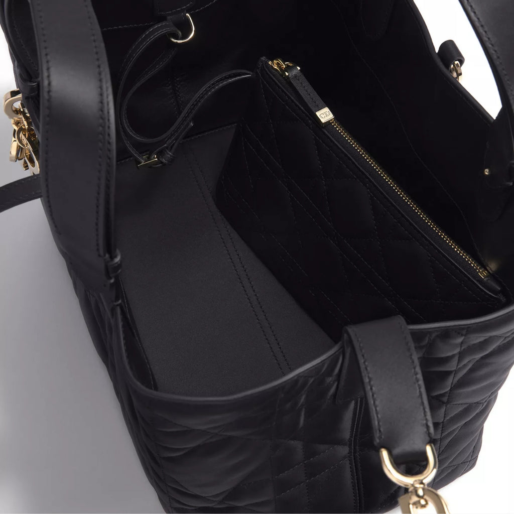 Medium Dior Toujours Bag Black Macrocannage Calfskin