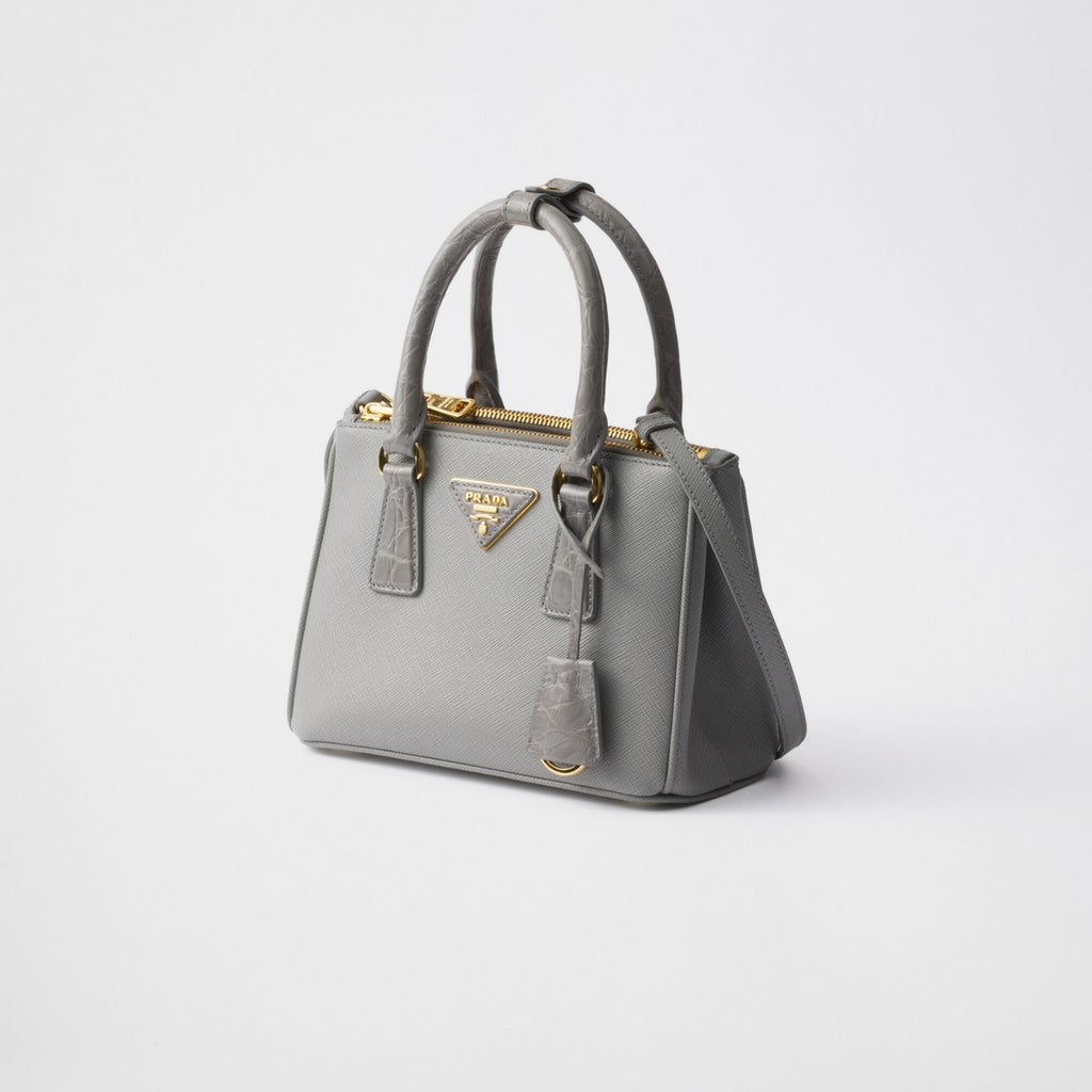 Prada Galleria mini Saffiano leather and crocodile bag