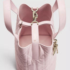 Small Dior Toujours Vertical Tote Bag Powder Pink Macrocannage Calfskin