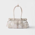 Prada Bonnie medium printed linen and leather handbag