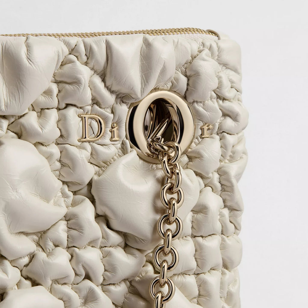 Medium Dior Crunchy Bag Latte Puffy Macrocannage Calfskin
