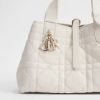 Small Dior Toujours Bag Latte Macrocannage Calfskin