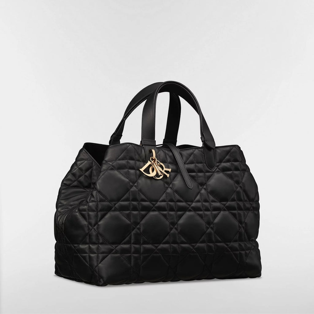Large Dior Toujours Bag Black Macrocannage Calfskin