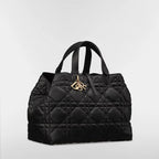 Large Dior Toujours Bag Black Macrocannage Calfskin